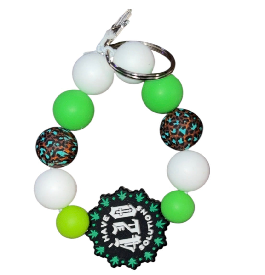 “420” green, white bracelet