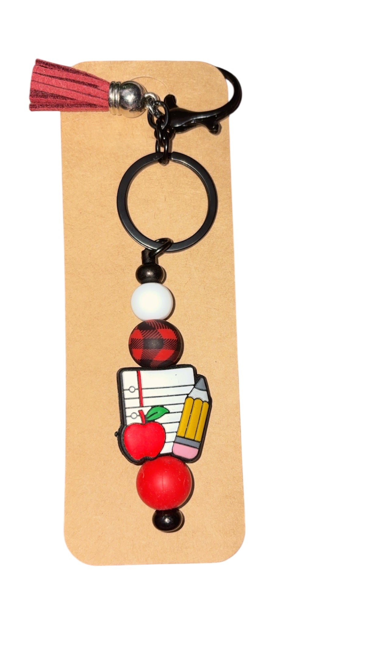 “School, notebook, apple “ keychain