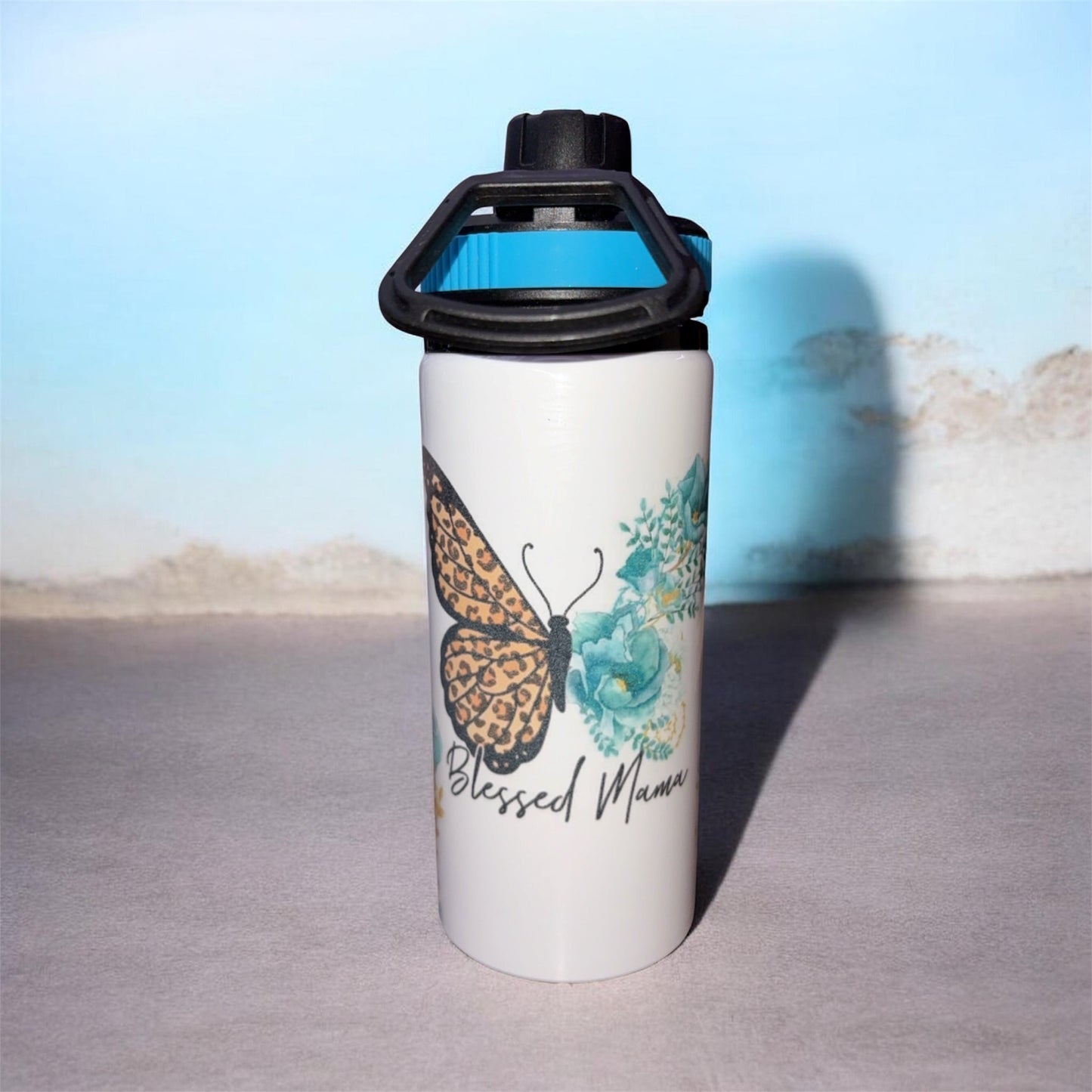 “Blessed mom” stainless steel water bottle with handle 
