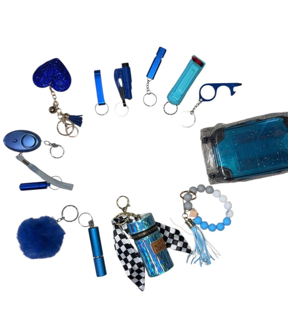 13 piece blue self defense keychain