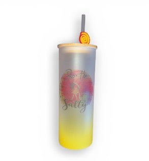 “Don’t be salty” yellow colored, frosted glass Tumbler