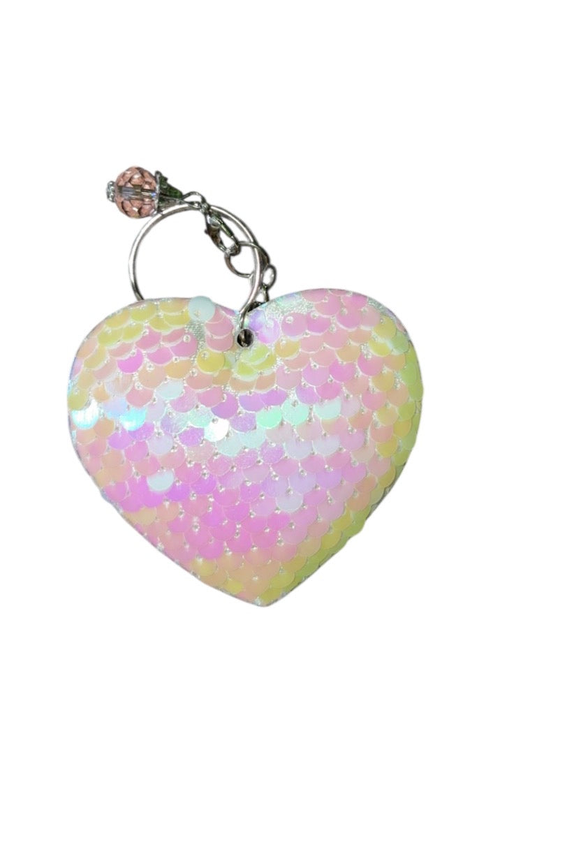 Holographic pink heart with gem