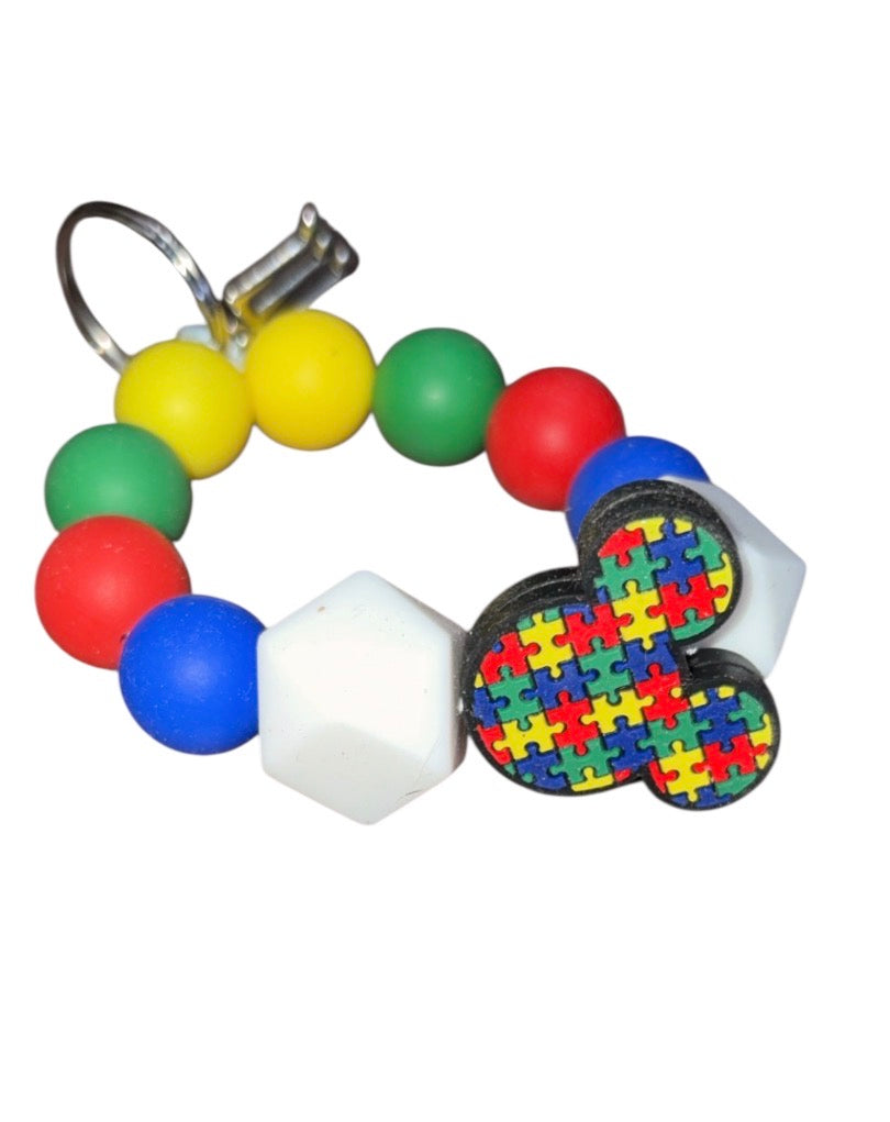“Mickey mouse autism awareness”  bracelet with keychain
