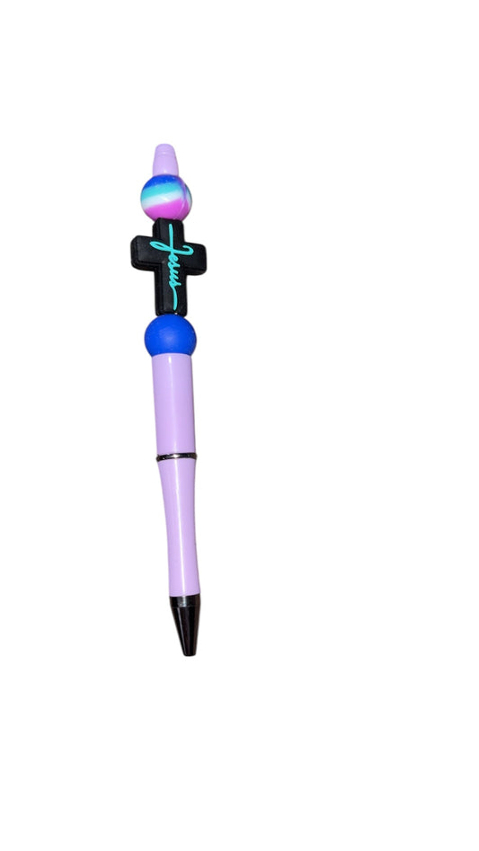 “Jesus” purple, turquoise pen