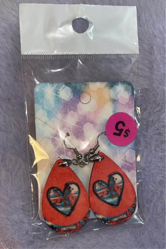 Cow print heart earrings