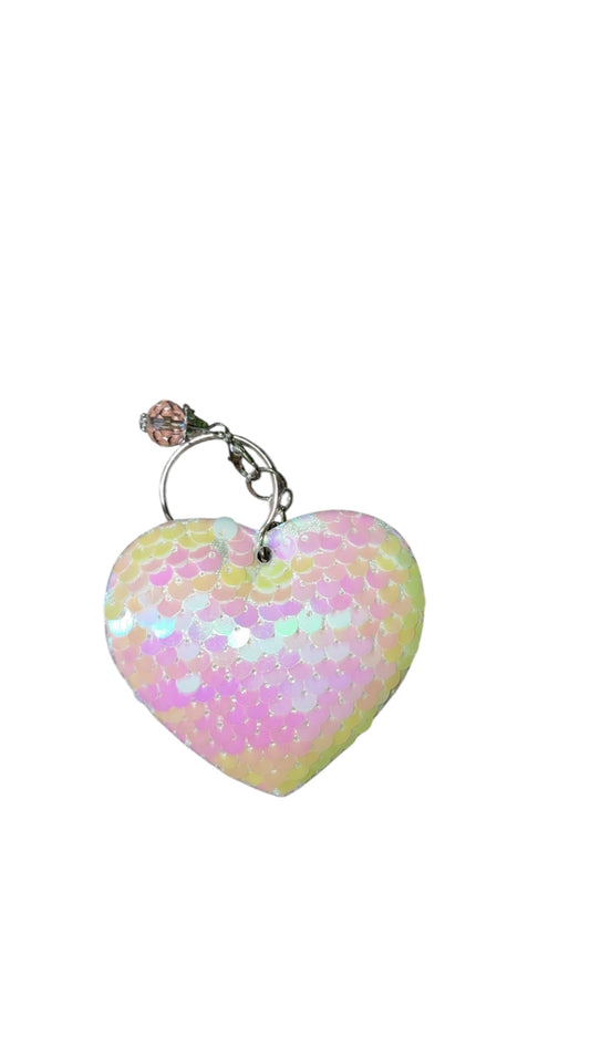 Holographic pink heart with gem