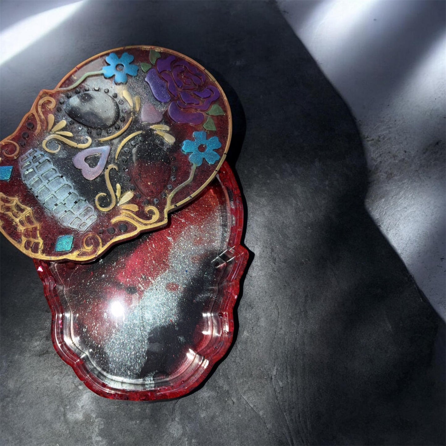 Sugar skull Resin tray, jewelry box