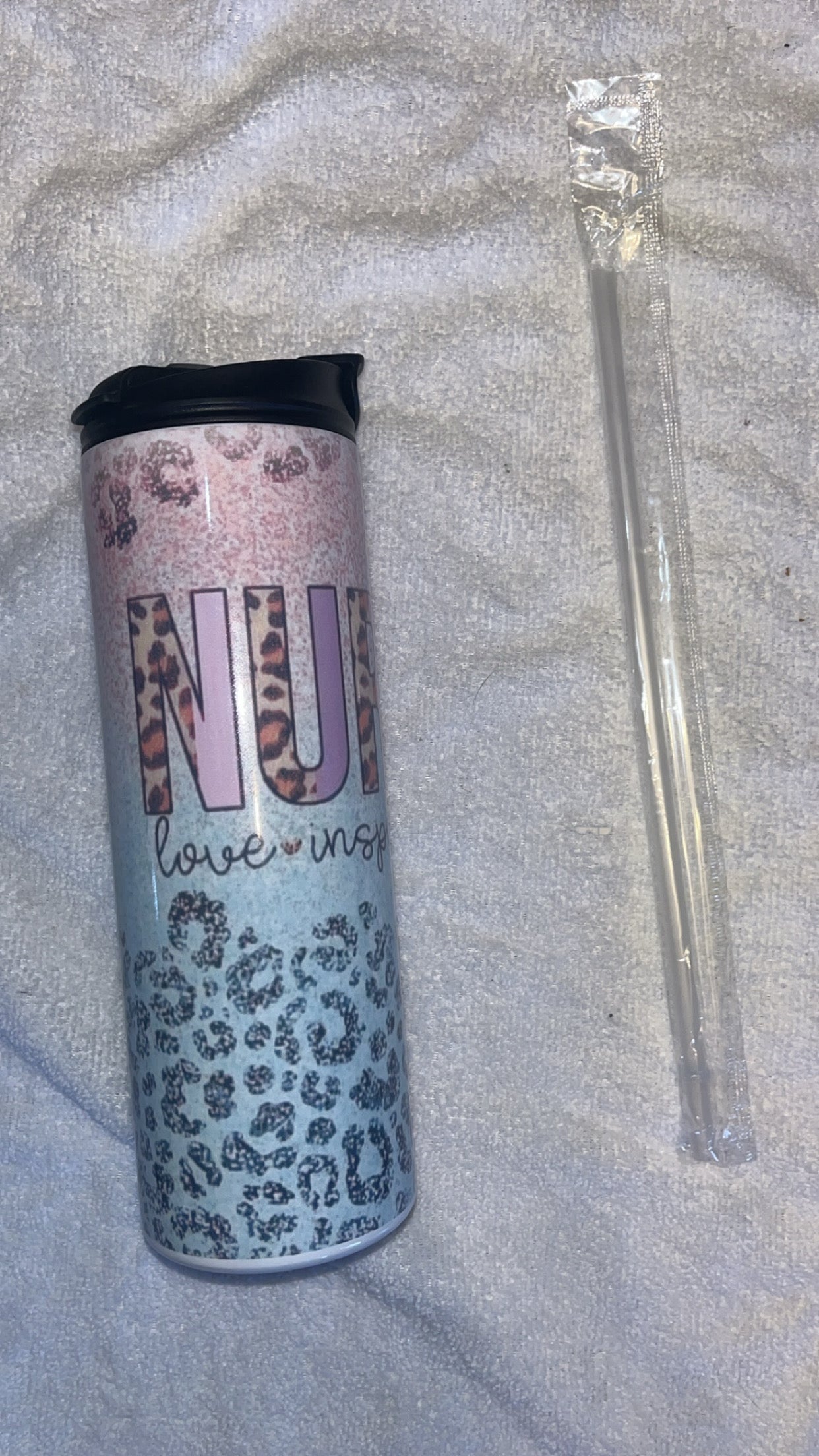 20oz stainless steel double walled tumbler “Nurse” with flip top lid
