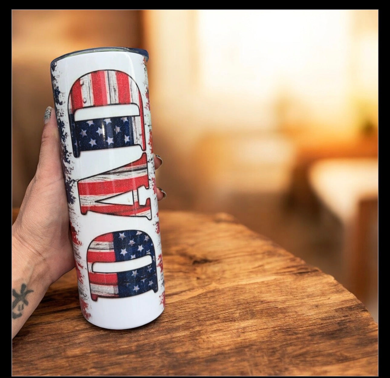20oz stainless steel tumbler with lid and straw “Dad”