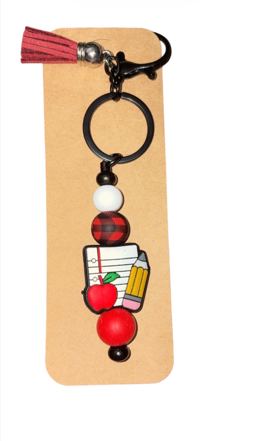 “School, notebook, apple “ keychain