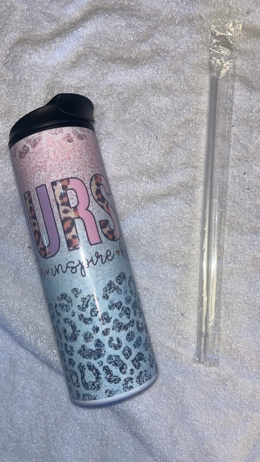 20oz stainless steel double walled tumbler “Nurse” with flip top lid