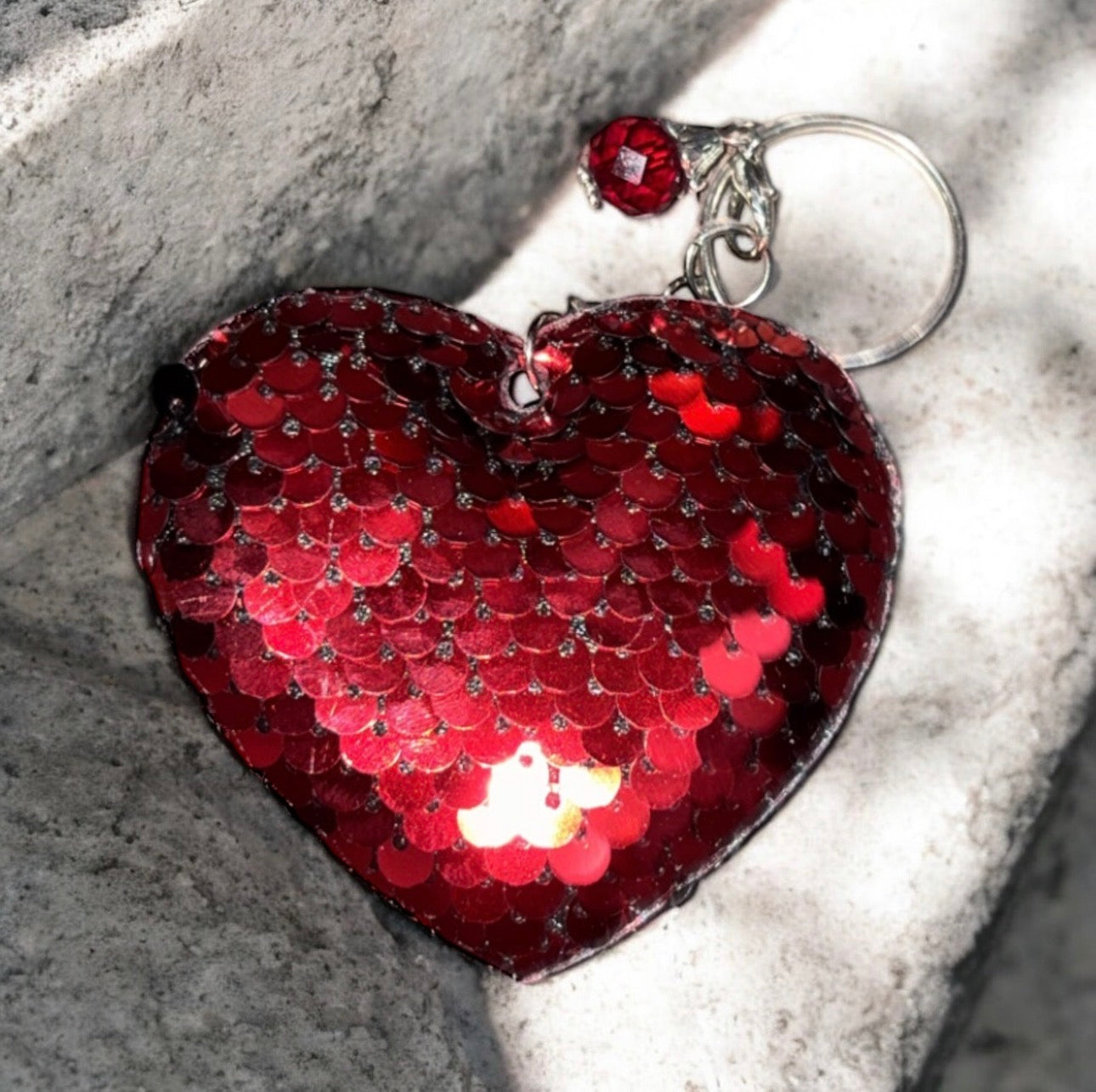Red Heart keychain with gem