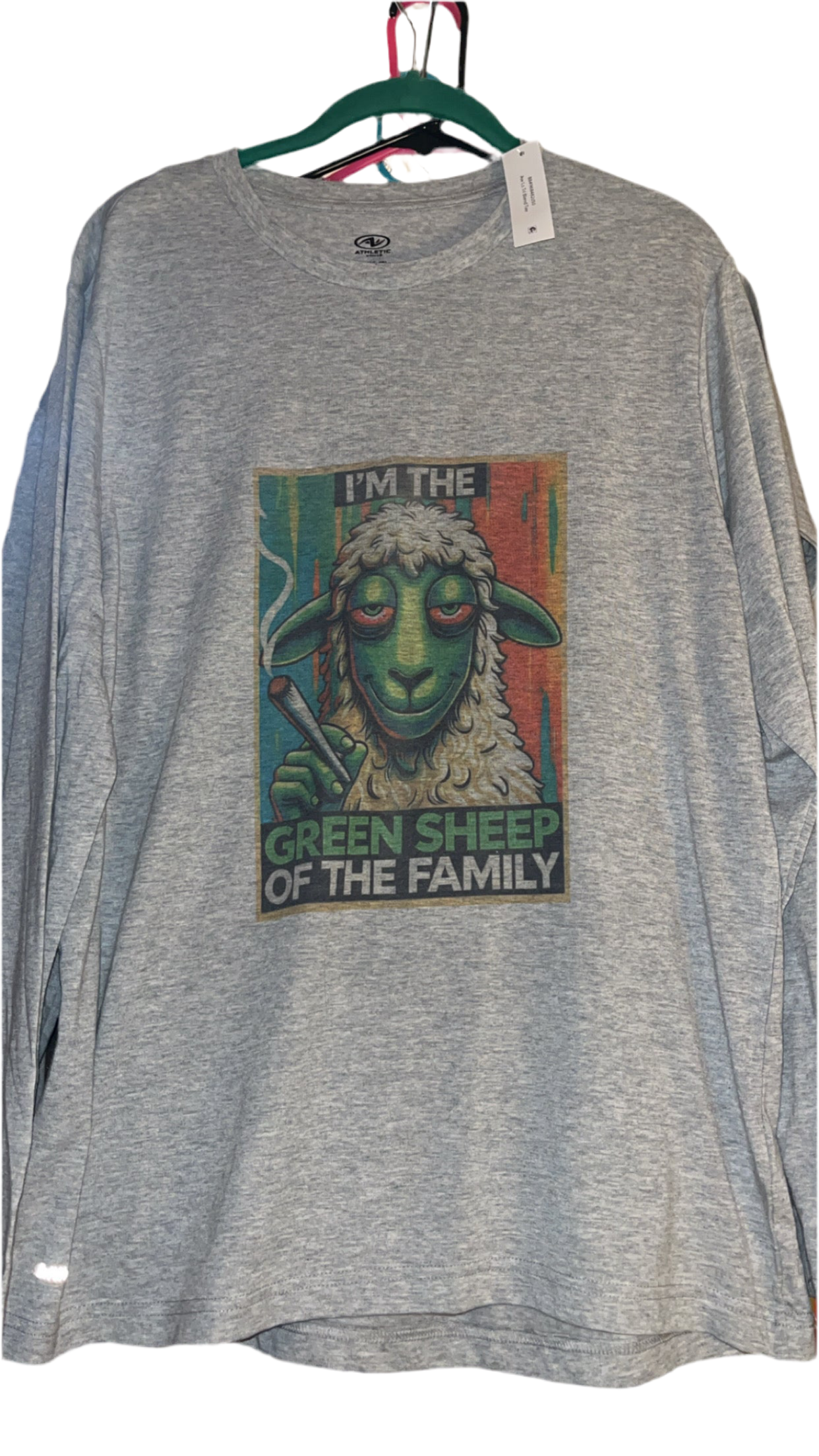 “ I’m the green sheep of the family” gray long sleeve t shirt