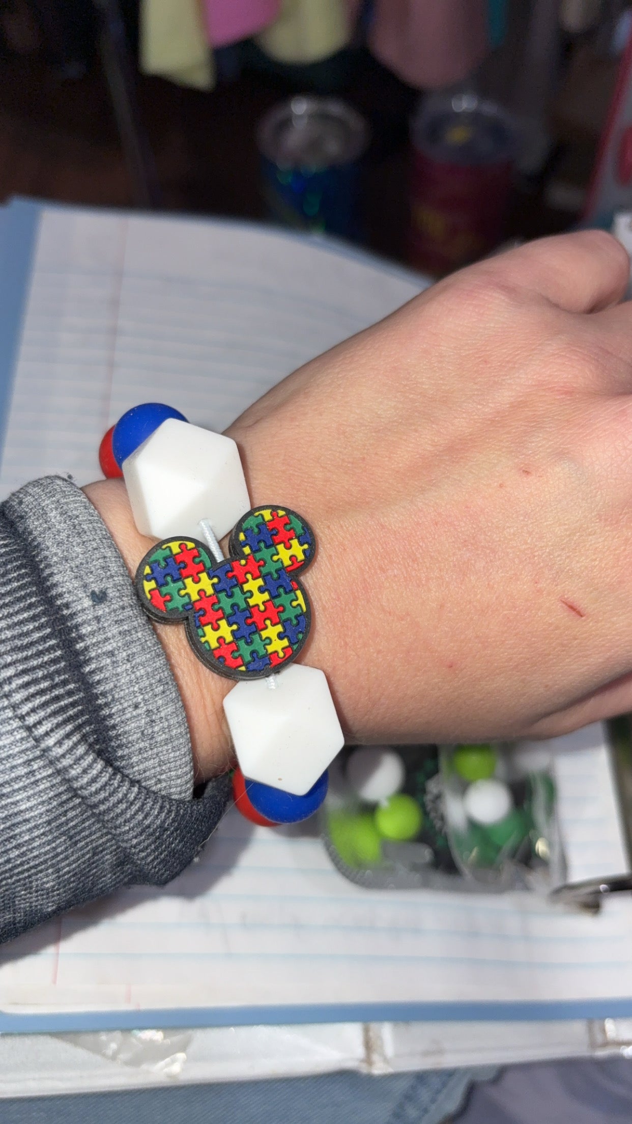 “Mickey mouse autism awareness”  bracelet with keychain
