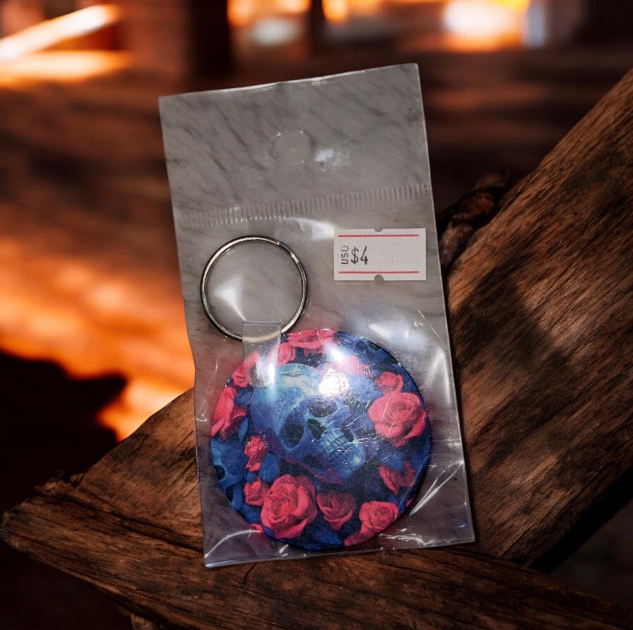 Pink and blue Skull keychain