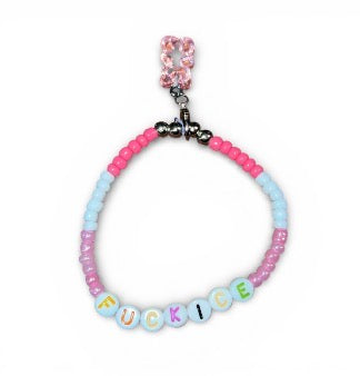 “F*CK ICE” bracelet with clip on gummy bear