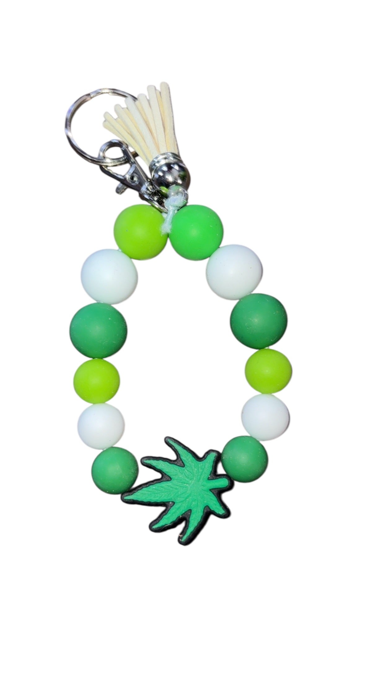 “420 leaf” bracelet with keychain