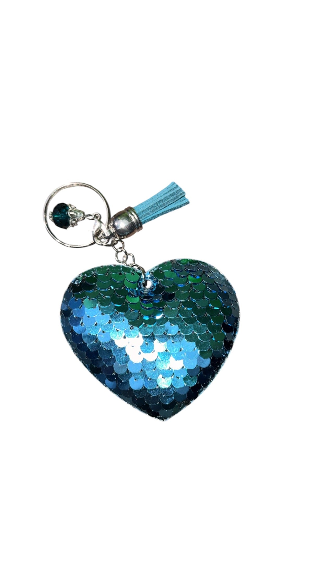 Turquoise “Heart” sequenced keychain with gem
