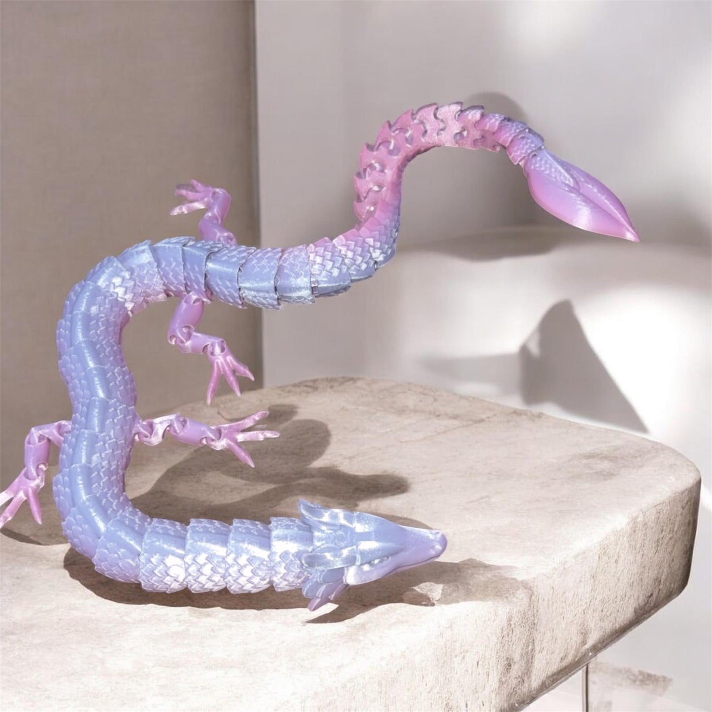 20” light metallic purple articulated dragon fidget toy