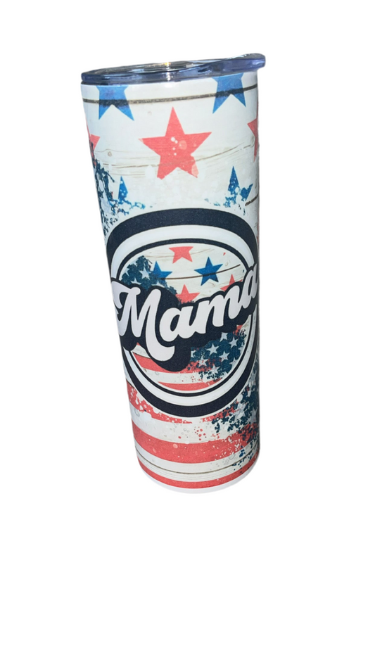 “mom” red/white/blue 20oz tumbler