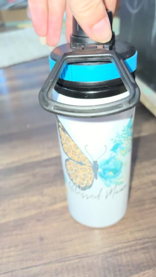 “Blessed mom” stainless steel water bottle with handle ￼