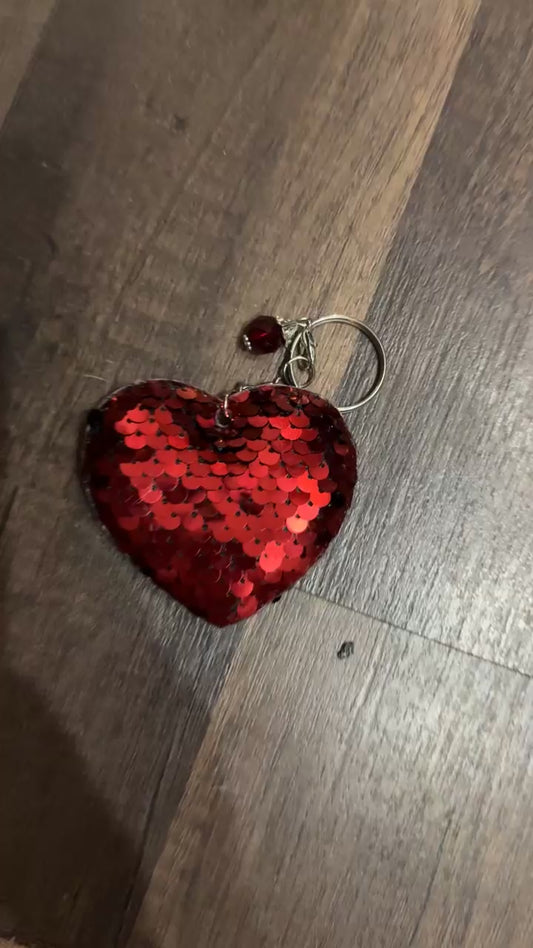 Red Heart keychain with gem